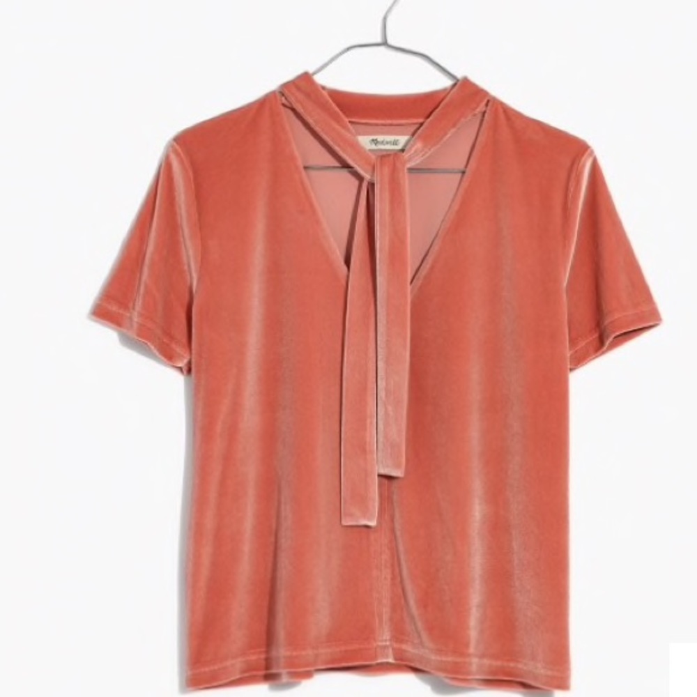 MADEWELL coral velvet tie-neck top Size large